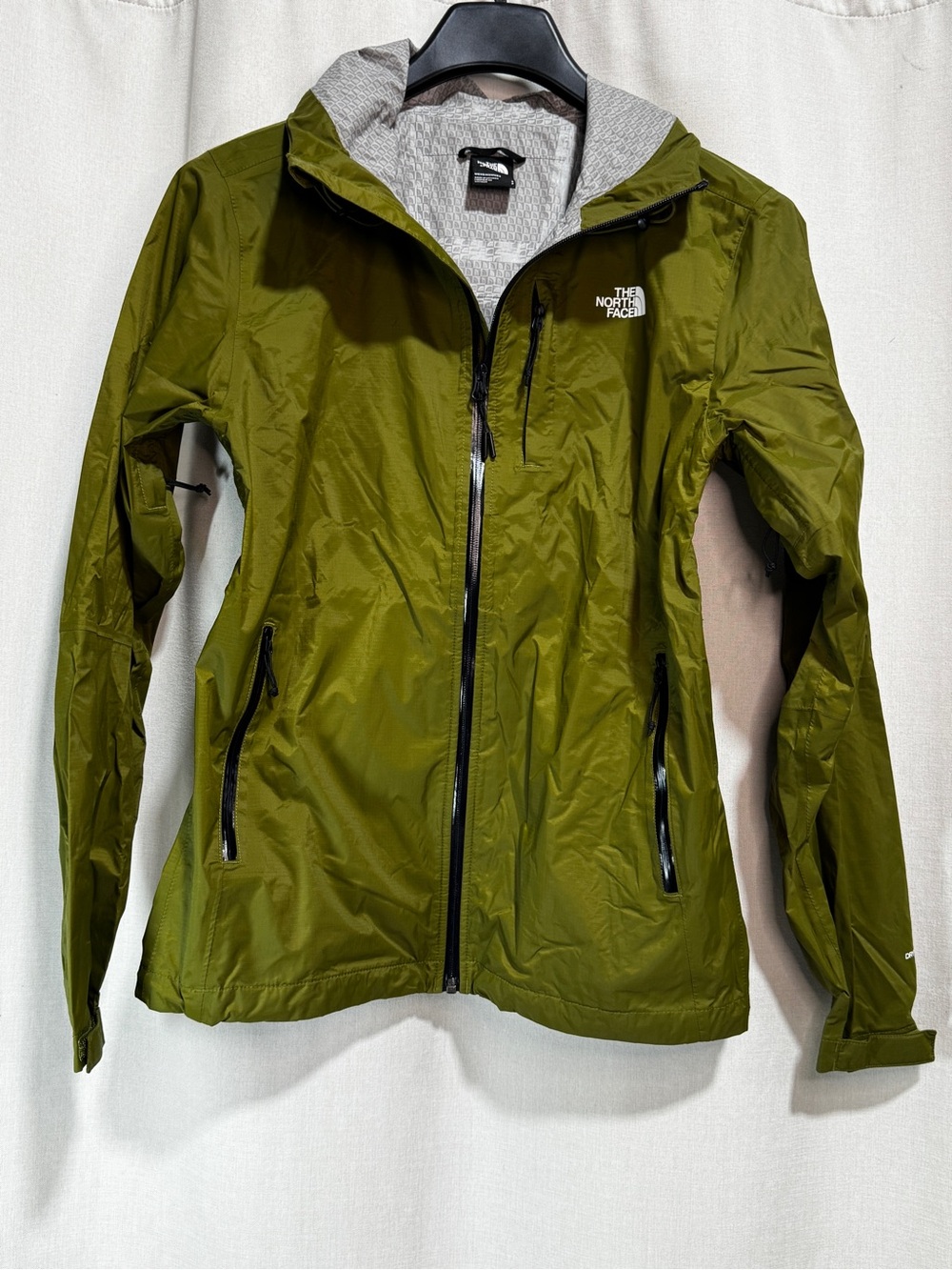 The North Face DryVent Men's Hooded Zip Ripstop Rain Coat Green S Lightweight